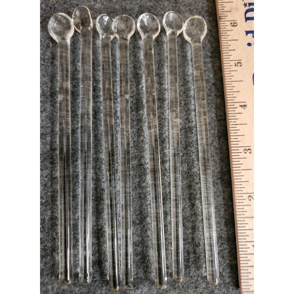Seven Vintage Clear Spoon Stirrers Swizzles Barware